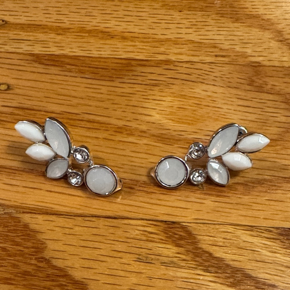 White Gemstone Drop Earrings